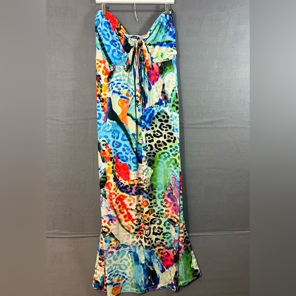 Venus Tropical Strapless Halter Maxi Dress Sz 2X - Picture 3 of 7